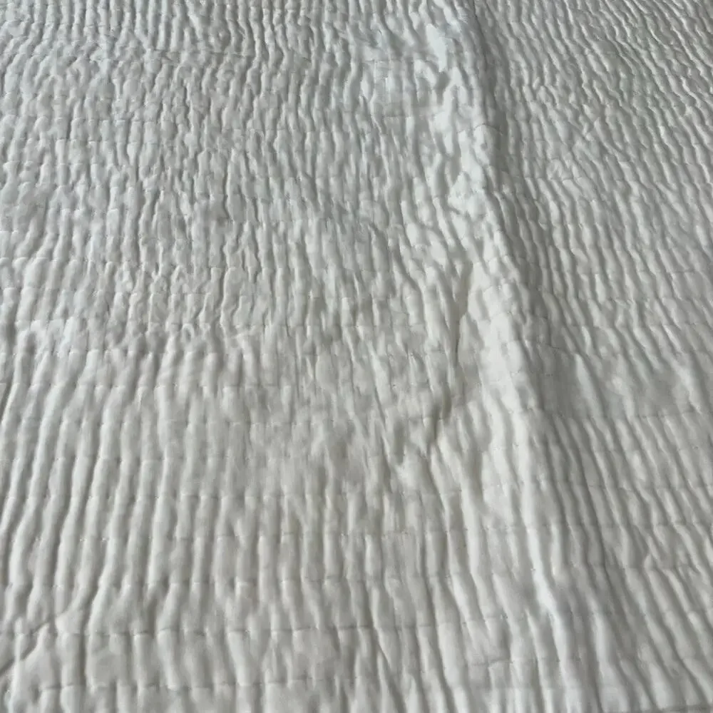 Pottery Barn Cream Velvet Channel Stitch Quilt 72